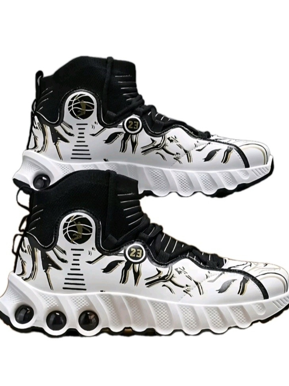 GSSZO HighTop Cushioned Basketball Shoes -White/Red/Black Three-Color Men's 11 - Picture 3 of 9